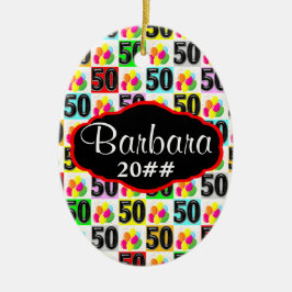 DE CERÂMICA 50º ORNAMENTO PERSONALIZADO E DATADO FESTIVO