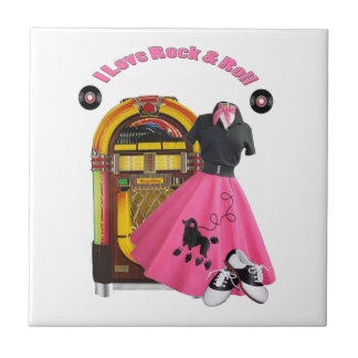 De Cerâmica 50 eu amo a rocha & rolo o azulejo