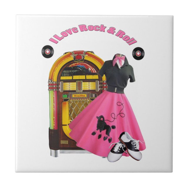 De Cerâmica 50 eu amo a rocha & rolo o azulejo (Frente)