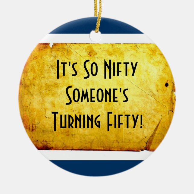De Cerâmica 50th Aniversário astucioso no ornamento cinqüênta (Frente)
