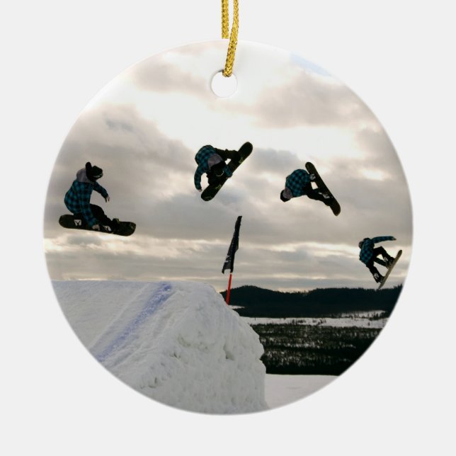 De Cerâmica A snowboarding engana ornamento (Frente)