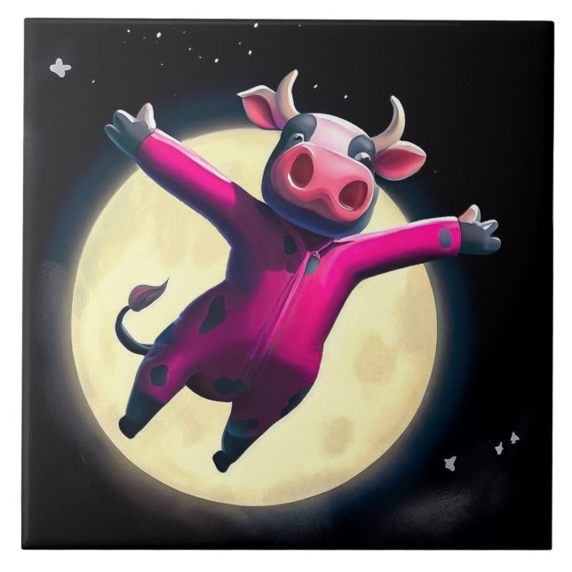 De Cerâmica A Vaca Saltou Sobre A Lua - Azulejo infantil (Frente)
