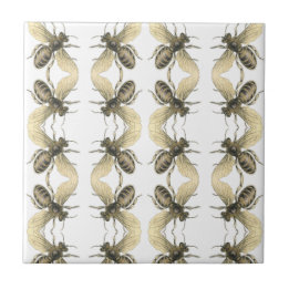 De Cerâmica Abelhas Stripe Dourado | Azulejo cerâmico