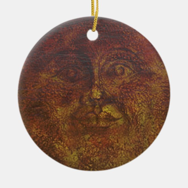 De Cerâmica Abstrato Rusty Brown Face do Ornamento do Sol (Frente)