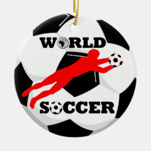 De Cerâmica Adicione o ornamento do futebol do mundo da foto