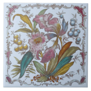 De Cerâmica Adorável Azulejo Vitoriano Transferware Floral c1
