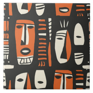 De Cerâmica Afrofaces Laranja, Azulejo cerâmico Preto