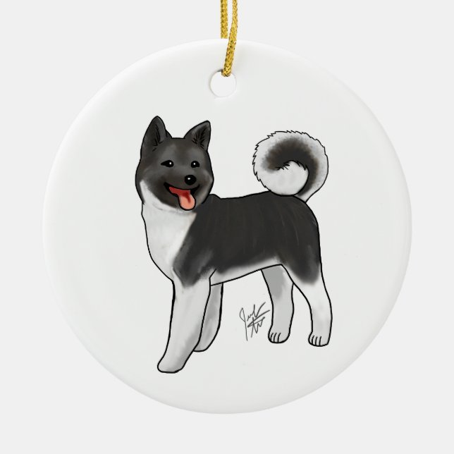 De Cerâmica Akita - Ornamento preto e branco (Frente)