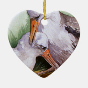 De Cerâmica Albatrozes no ornamento dos namorados do amor