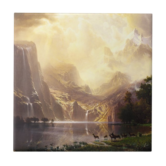 De Cerâmica Albert Bierstadt no azulejo das montanhas (Frente)