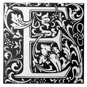 De Cerâmica Alfabeto Floral Monograma - Letra E Azulejo
