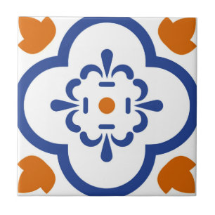 De Cerâmica Alhambra azulejo flores azuis laranja