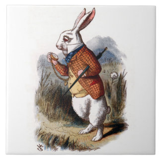 De Cerâmica Alice no azulejo branco Trivet da arte do coelho