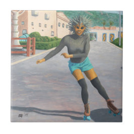 De Cerâmica Alienígena Roller Skater Fantasy Art Azulejo cerâm