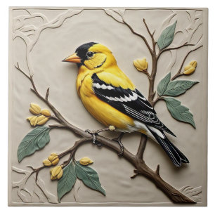 De Cerâmica American Goldfinch - Azulejo cerâmico Art Nouveau