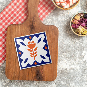 De Cerâmica Americana Laranja Tulip Blue Border Azulejo cerâmi