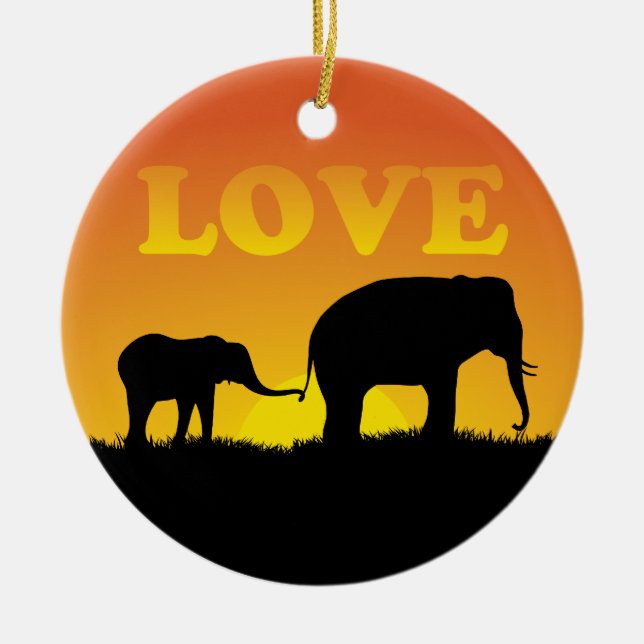 De Cerâmica Amor do elefante - ornamento (Frente)