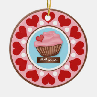 De Cerâmica Amor & ornamento cerâmico da árvore do cupcake