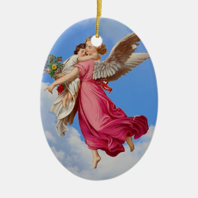 De Cerâmica Anjo-da-guarda com ornamento da criança (Frente)