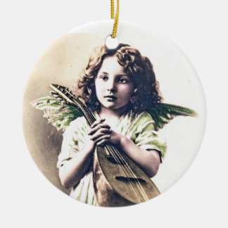De Cerâmica Anjo do ornamento da árvore do natal vintage com