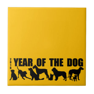 De Cerâmica Ano Novo Chinês 2018 do Azulejo Amarelo Cachorro