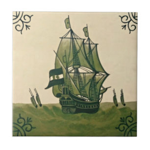 De Cerâmica Antiquado Minton Hollins Delft Azulejo #3 Repro