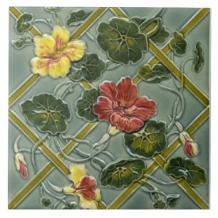 De Cerâmica Antique Minton Floral Trellis Majolica Azulejo Rep
