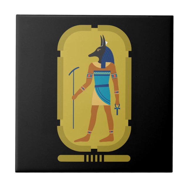 De Cerâmica Anubis Egípcio Deus Da Mumificação Do Azulejo Cerâ (Frente)