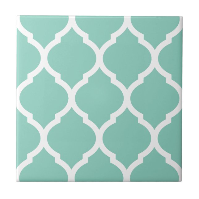 De Cerâmica Aqua Marroquino Quatrefoil Azulejo Cerâmico Padrão (Frente)
