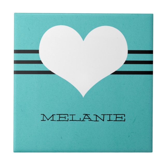 De Cerâmica Aqua Modern Heart Azulejo (Frente)