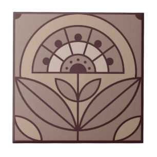 De Cerâmica Art Deco Azulejo Floral (gelo da amêndoa)