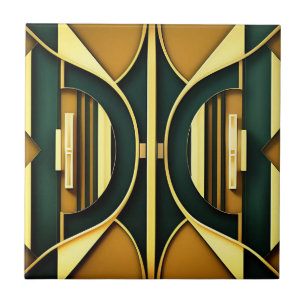 De Cerâmica Art Deco Deep Emerald e Azulejo Dourado
