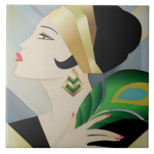 De Cerâmica Art Deco Elegante Lady Decorative Wall Azulejo