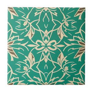 De Cerâmica Art Deco Whimsical Floral Azulejo