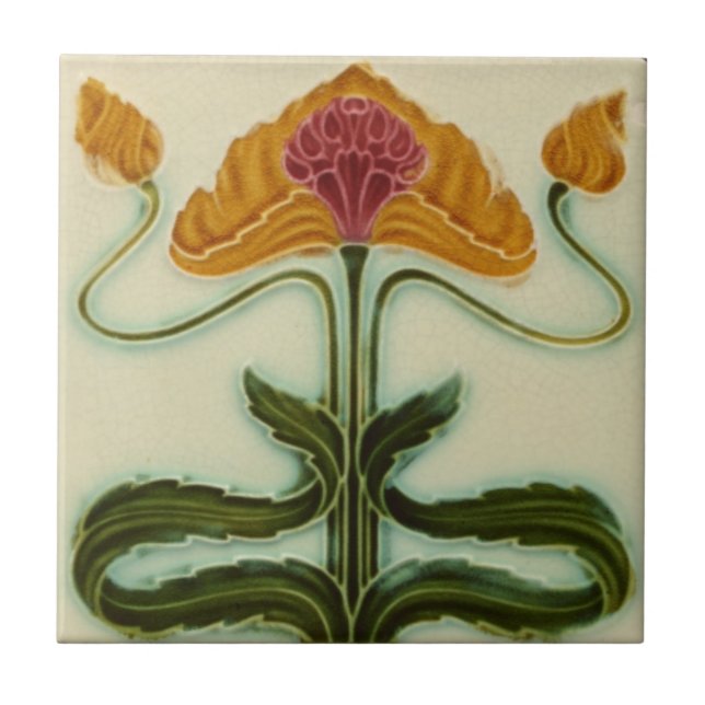 De Cerâmica Art Nouveau Azulejo cerâmico - Flores (Frente)
