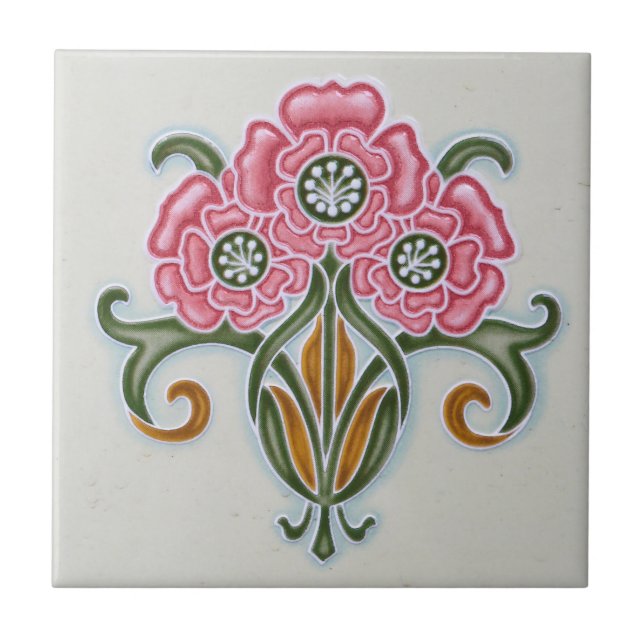 De Cerâmica Art Nouveau Azulejo Floral (Frente)