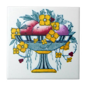De Cerâmica Art Nouveau Cozinha Azulejo Design Flor e Fruta