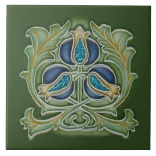 De Cerâmica Art Nouveau Pomegranate Azulejo Blues & Greens