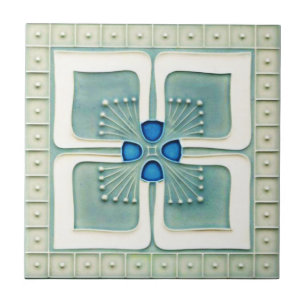 De Cerâmica Art Nouveau Style Azulejo cerâmico. Cinza/Azul