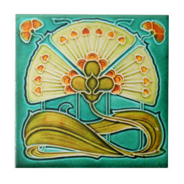 De Cerâmica Art Nouveau Style Azulejo cerâmico. Turquesa