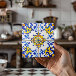 De Cerâmica Arte Azulejo Azulejo - Mosaico Amarelo Azul