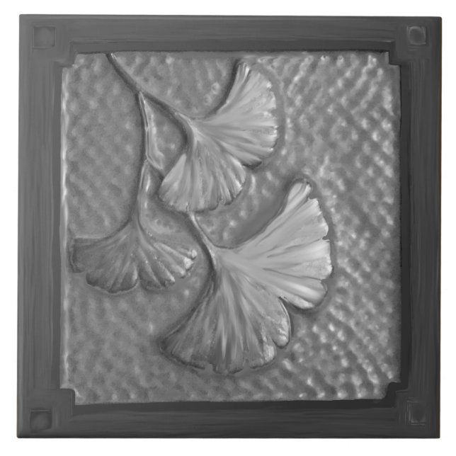De Cerâmica Artesanato Gingko Leaf Silver Azulejo Cerâmico (Frente)