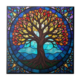 De Cerâmica Árvore da Vida em Vidro Pintado Azulejo