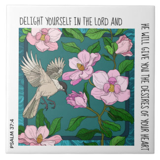 De Cerâmica Ave no Floral: verso do Azulejo cerâmico Psalm 37: