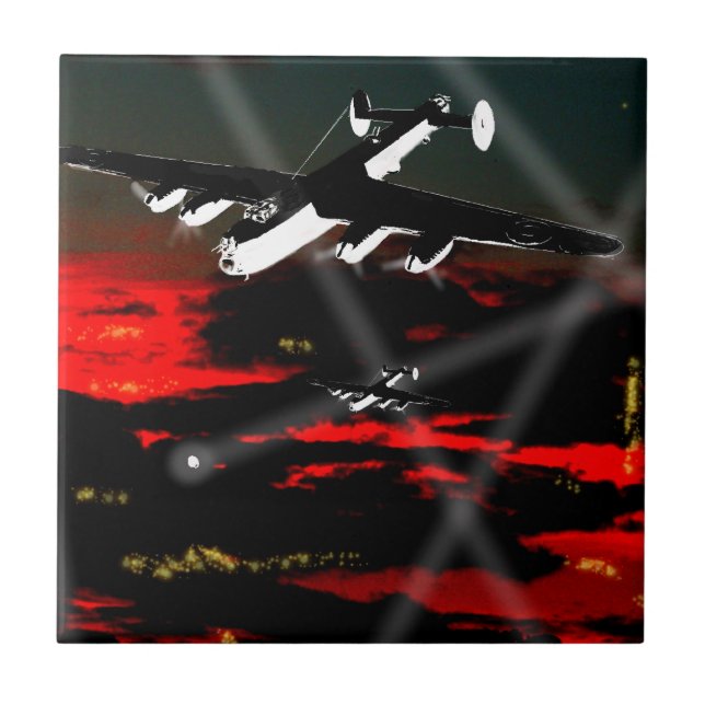 De Cerâmica Avro Lancaster Bomber Azulejo 'Night Raider 43' (Frente)