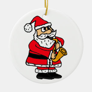De Cerâmica AZ- papai noel que joga o ornamento do saxofone