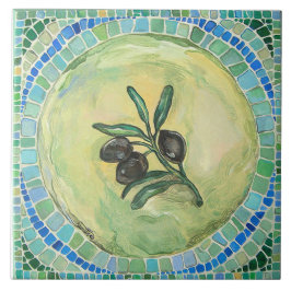 De Cerâmica "Azeitonas", grande (6" x 6") azulejo