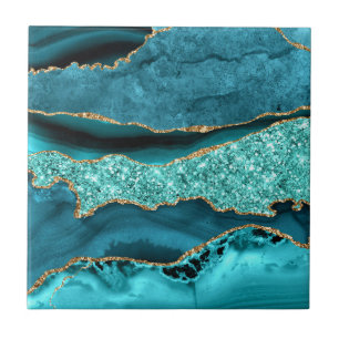 De Cerâmica Azul Teal Dourado Mármore Água Turquesa Azulejo Ce