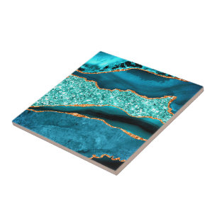 De Cerâmica Azul Verde Escuro Dourado Água Turquesa Azulejo Ce
