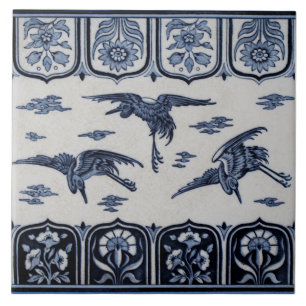 De Cerâmica Azulejo 3 gruas Repro Minton Blue Border
